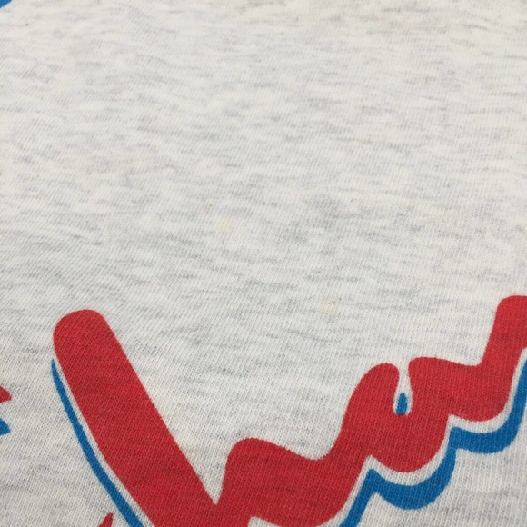 Champion Heritage Cropped AOP Logo T-Shirt Large Gray Red Reverse Weave Crop Top - Picture 5 of 7